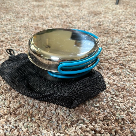 Nesting Stainless Steel Camping Cookware Set with Silicone Handles and Mesh Bag - Picture 4 of 8